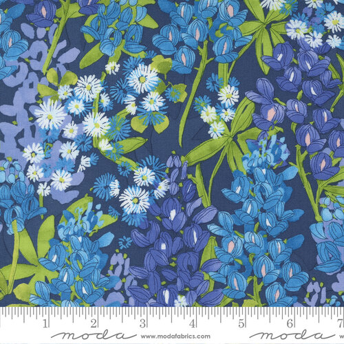 Wild Blossoms Navy - Bluebonnets - Quilt Fabric