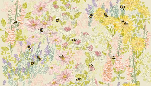 Pollinators Bee Garden Cloud - Quilt Fabric