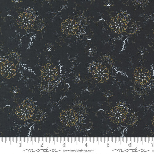 Rustic Gatherings Black Dirt - Swirling Flowers - Fabric