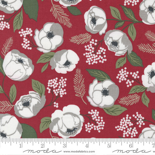 Xmas Eve Cranberry - Christmas In Bloom - Quilt Fabric