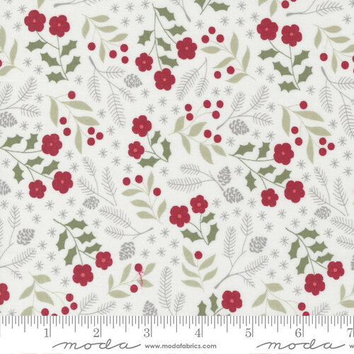 Christmas Eve Snow - Winter Botanical Small Floral - Fabric