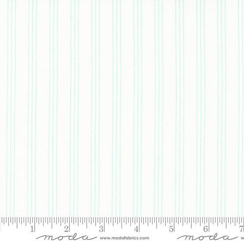 Lighthearted Stripe Cream Aqua - Stripes - Quilt Fabric