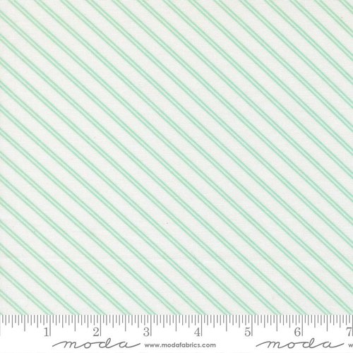 Bloomsberry Lined White Aqua - Quilt Fabric