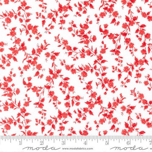 Stars And Stripes Vines White Red - Quilt Fabric