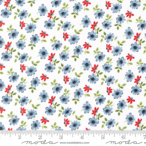 Stars And Stripes Blooms White - Quilt Fabric