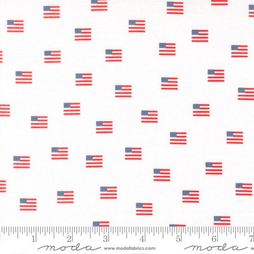 Stars And Stripes Flags White - Quilt Fabric