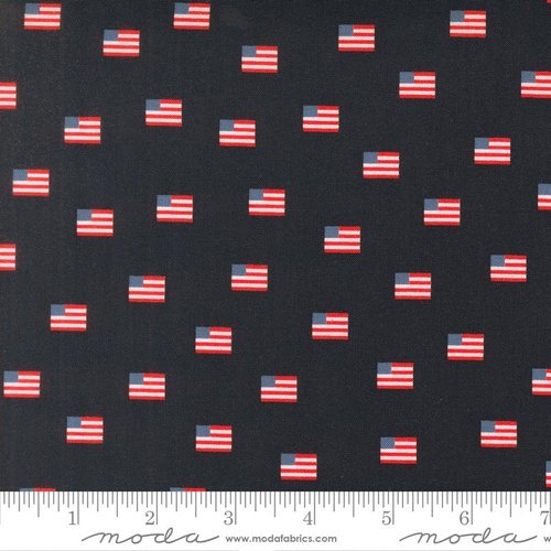 Stars And Stripes Flags Navy Blue - Quilt Fabric