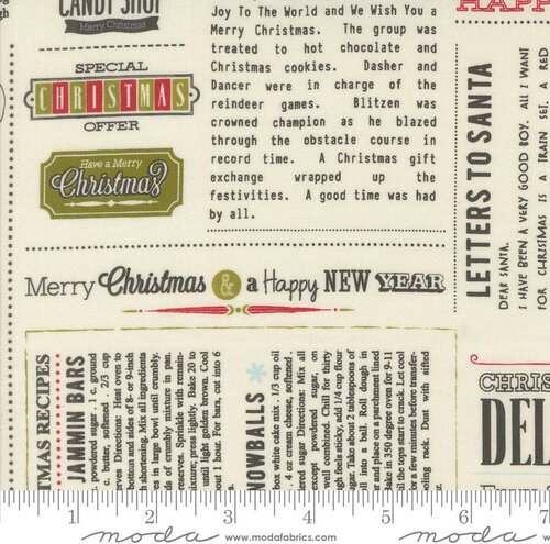 Emmitt and Ivy News - Vanilla - Christmas Quilt Fabric