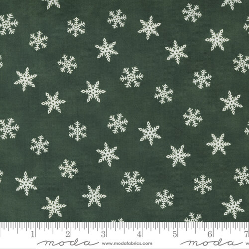 Holly Berry Tree Farm Green - Tossed Snowflakes - Fabric