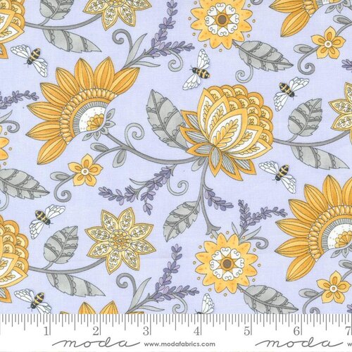 Garden Jacquard Florals Bees - Soft Lavender - Quilt Fabric