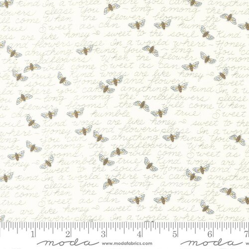 Kind Words Text And Words Bees - Milk - Quilt Fabric