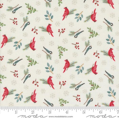 Woodland Winter Cardinals - Snowy White - Quilt Fabric