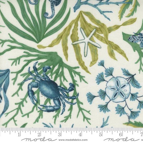 Seaside Seafoam Life White - Quilt Fabric