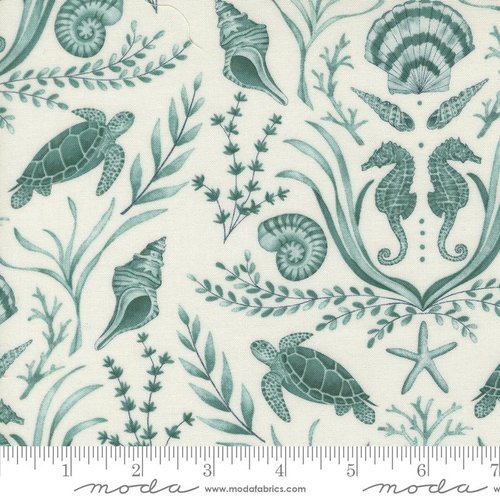 Seaside Underwater Seafoam White Aqua - Quilt Fabric