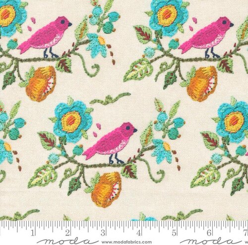 Vintage Soul Birds - Cloud - Quilt Fabric