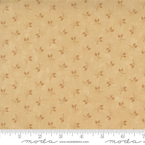 Honeysuckle Farm Leaf Dandelion Tan - Quilt Fabric