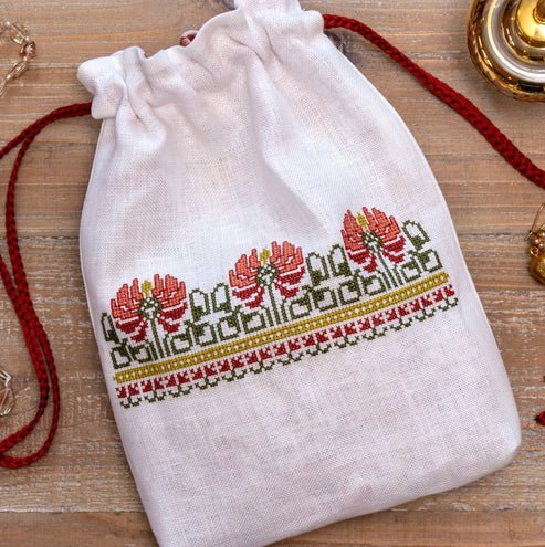 Crimson Peony Bag - Cross Stitch Pattern
