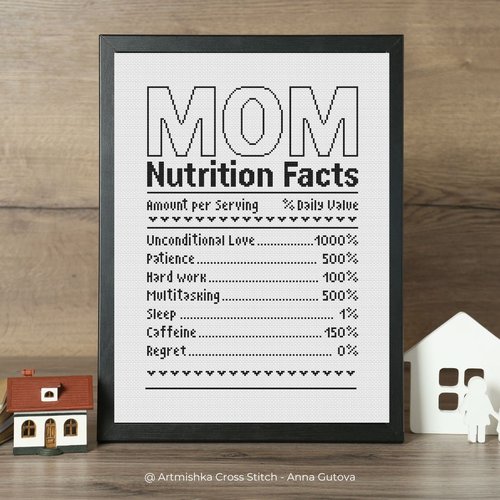Mom. Nutrition Facts - Cross Stitch Pattern
