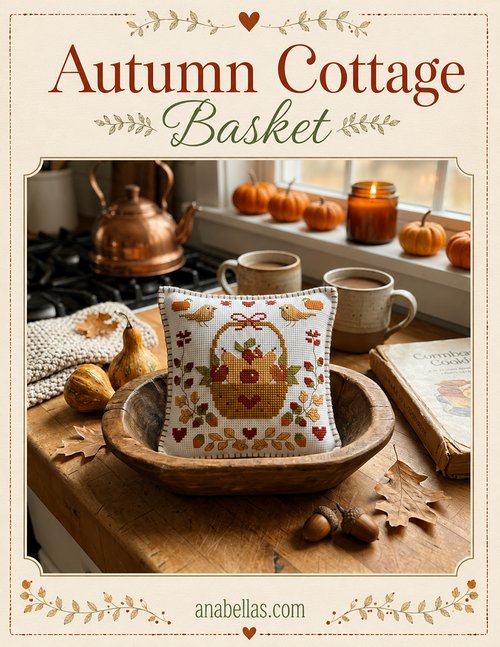 Autumn Cottage Basket - Cross Stitch Pattern