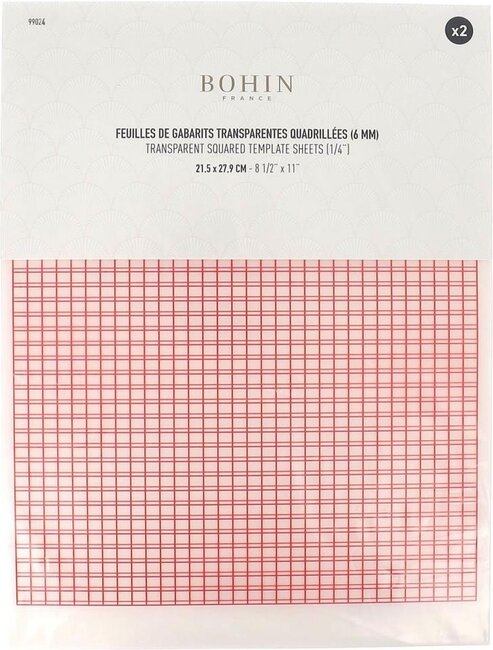 Bohin Non-Slip Plastic Quilt Template Sheets