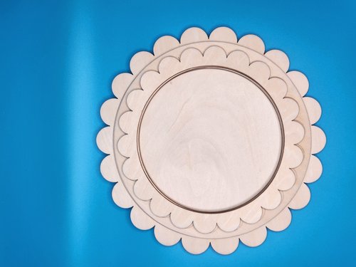 Double Scallop Circle Small - Unfinished Wood Display Frame