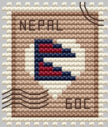 Nepal Postage Stamp - Cross Stitch Pattern