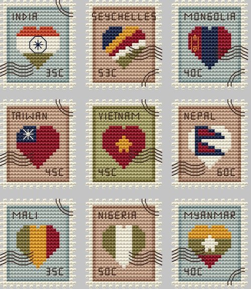 Postage Stamps 10 - Cross Stitch Pattern