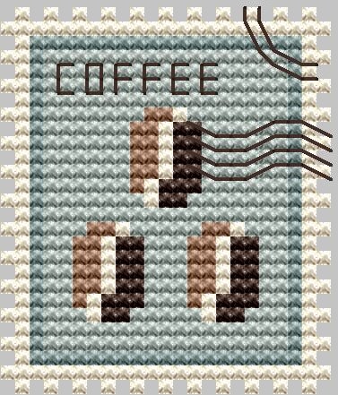Coffee Beans Stamps - Cross Stitch Pattern