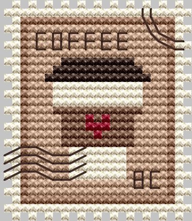 Coffee cup Stamps - Cross Stitch Pattern