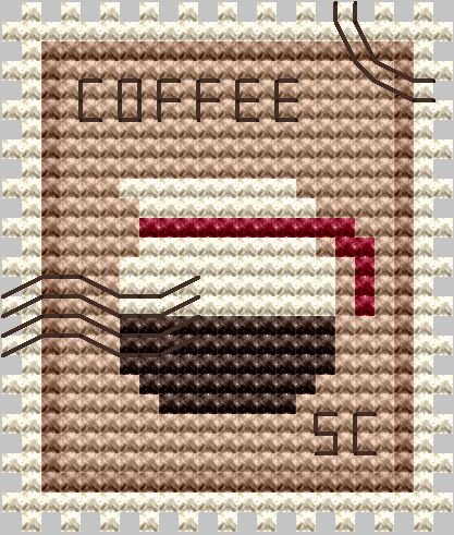 Coffee Pot Stamp - Cross Stitch Pattern
