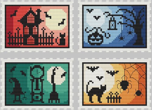 Halloween Stamps - Cross Stitch Pattern