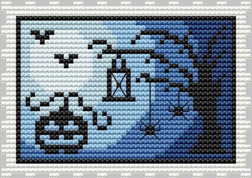 Blue Halloween Stamp - Cross Stitch Pattern