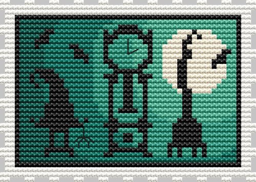 Green Halloween Stamp - Cross Stitch Pattern