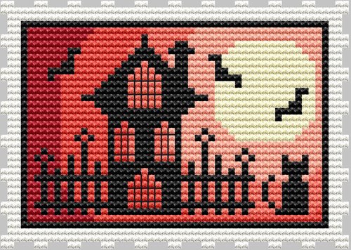 Red Halloween Stamp - Cross Stitch Pattern