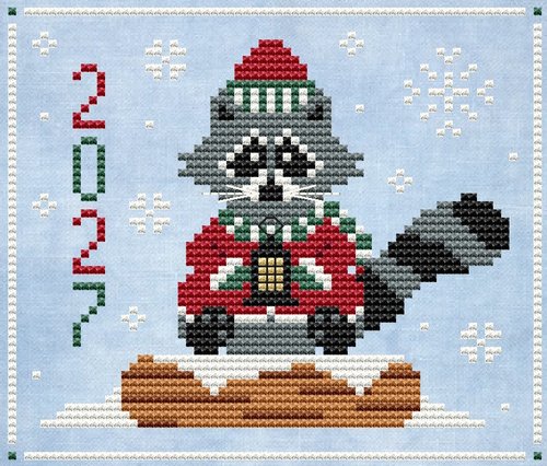 Christmas Raccoon - Cross Stitch Pattern