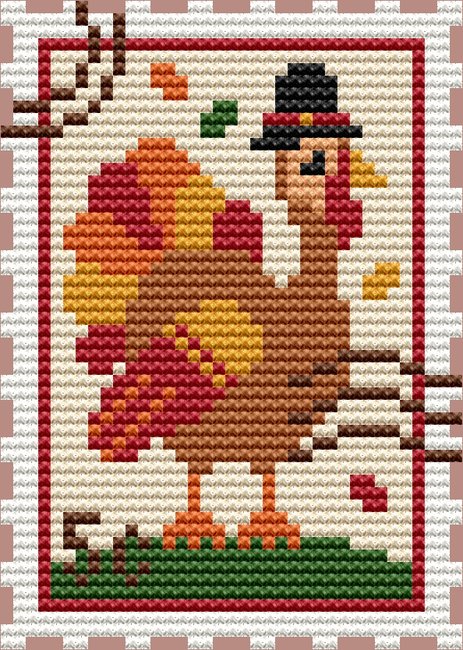 Turkey Stamp - Cross Stitch Pattern