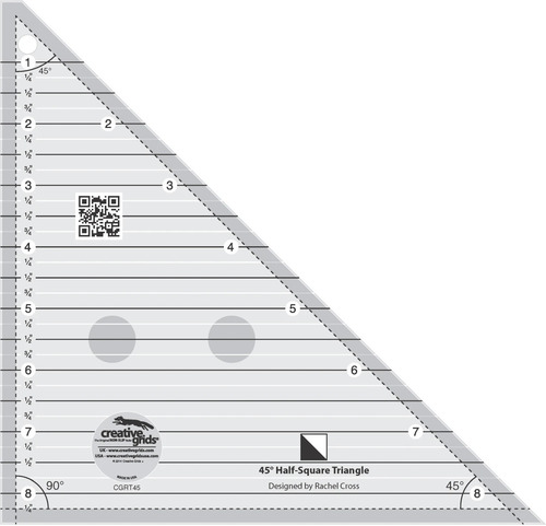 Creative Grids 45 Degree Half-Square Quilt Ruler 8.5"