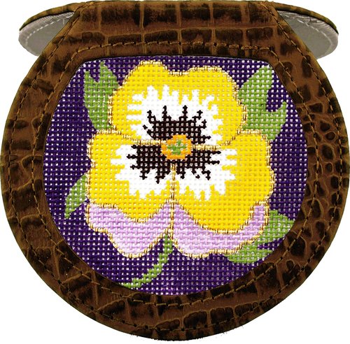 Leather Hand Mirror Alligator Brown - Needlework Display