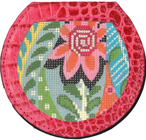 Leather Hand Mirror Alligator Pink - Needlework Display