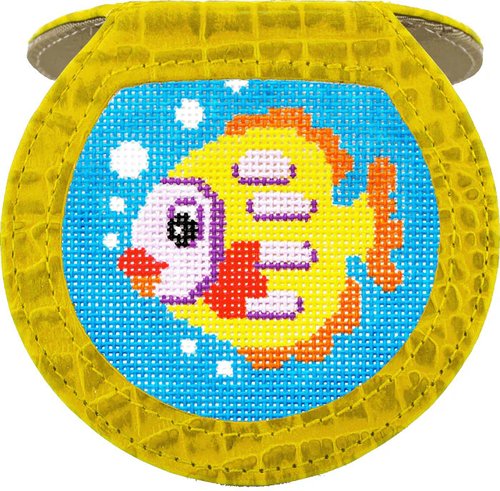 Leather Hand Mirror Alligator Yellow - Needlework Display