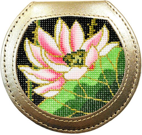 Leather Hand Mirror Smooth Gold - Needlework Display