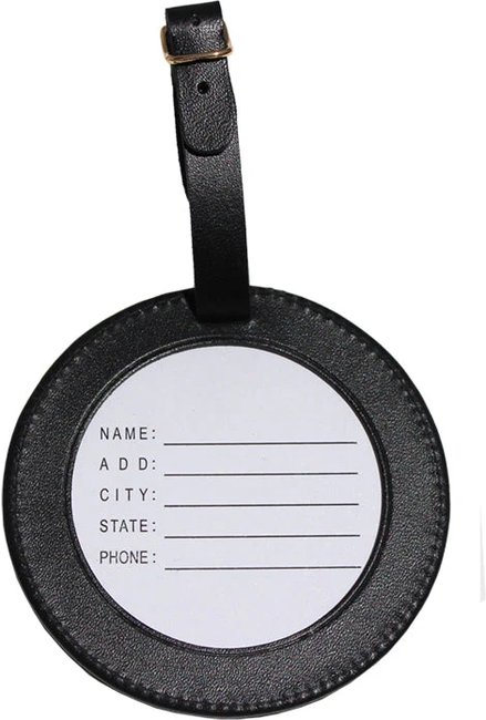 Leather ID Tag - Smooth Black - Needlework Display