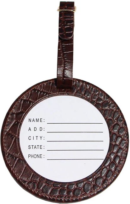 Leather ID Tag - Alligator Brown - Needlework Display
