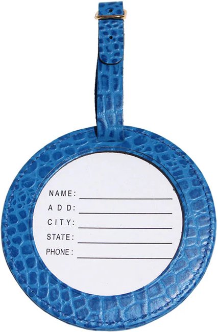 Leather ID Tag - Alligator Blue - Needlework Display