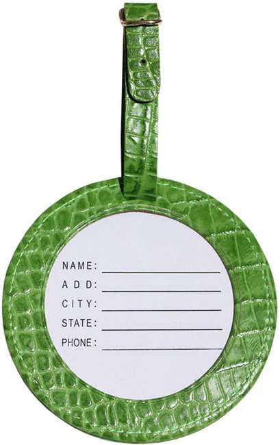 Leather ID Tag - Alligator Green - Needlework Display