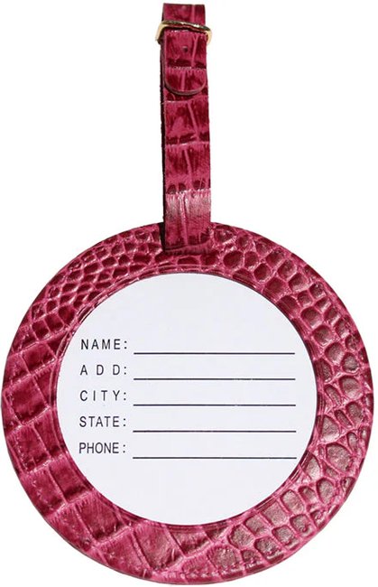 Leather ID Tag - Alligator Magenta - Needlework Display