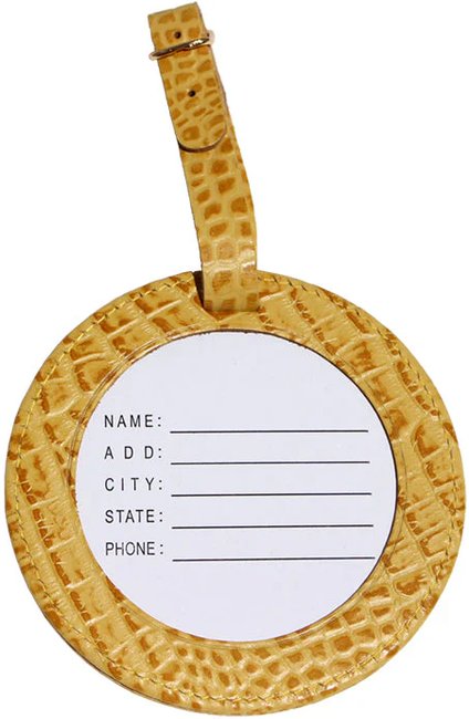 Leather ID Tag - Alligator Yellow - Needlework Display