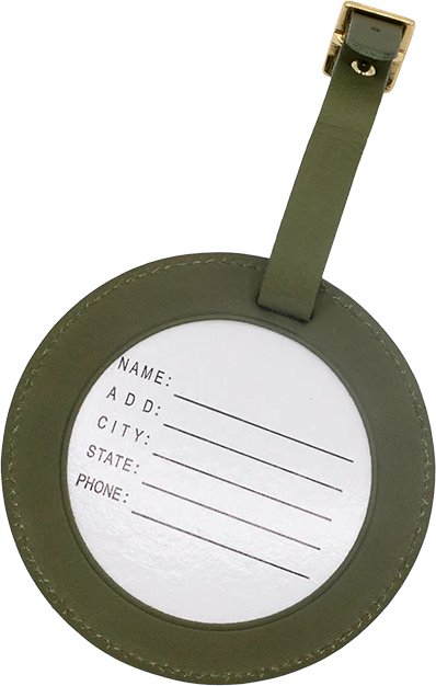 Leather ID Tag - Hunter Green - Needlework Display