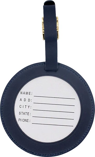 Leather ID Tag - Smooth Navy - Needlework Display