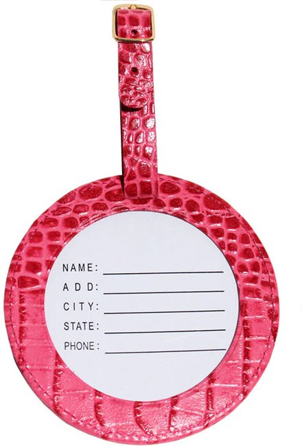 Leather ID Tag - Alligator Pink - Needlework Display